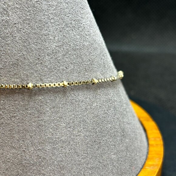 Sterling Silver 925 Beaded Box Link Bracelet Anklet Spring Ring Clasp Sz 9.25'' - Picture 2 of 10